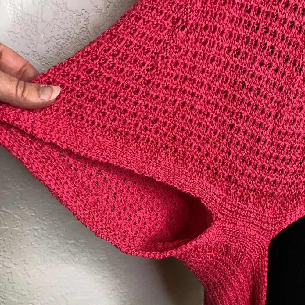 Chico’s bright pink lightweight knit wrap sweater size Small / Medium S/M NWT